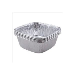 100 Adet Alüminyum Sütlaç Kasesi,11x11x4.3cm Standart Aşüre Kabı 1 Porsiyon 280g Kare Alüminyum Kase