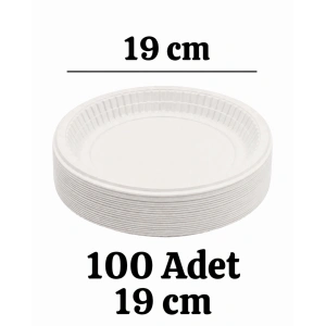 19 cm Plastik Tabak 100 Adet Beyaz Tek Kullanımlık Parti Piknik Doğum Günü