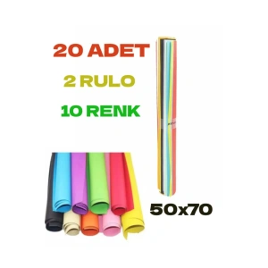 20 Adet 50x70 Cm Fon Kartonu 10 Renk(2 RULO)