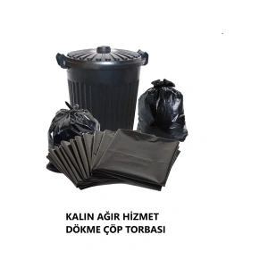 20 Kg Dökme Çöp Torbası 80x110 Cm Ağır Hizmet Kalın Çöp Poşeti Jumbo Boy Siyah Renkli