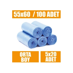 20 Li X 10 Rulo Çöp Torbası Orta Boy Mavi 55x60 Çöp Poşeti