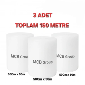 3 Adet 50cm x 50 Metre Balonlu Naylon Paketleme Ambalaj Koruma Patpat Naylonu