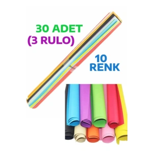 30 Adet 50x70 Cm Fon Kartonu 10 Renk(3 RULO 10 AYRI RENK)