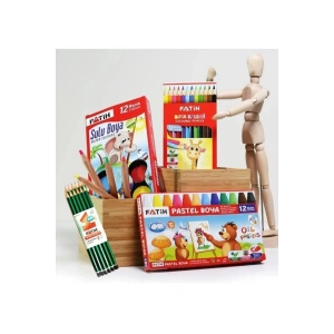 4 Lü Okul Kırtasiye Seti Pastel Sulu Kuru Boya Set7