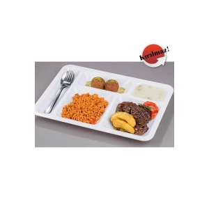 40 Adet Kırılmaz Tabldot Tabak, Self Servis, Yemekhane, Okul, 5 Bölmeli, Tabilot, Tabildot, Lokanta