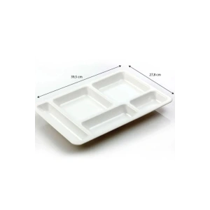 5 Gözlü Kırılmaz Plastik Tabldot Tabağı Beyaz Self Servis Tabildot Tabilot Tabak