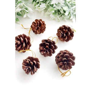 6 Adet Naturel Kozalak Yılbaşı Ağacı Süsü