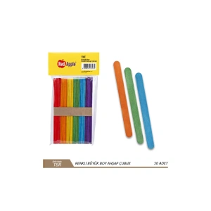 Ahşap Çubuk Geniş Renkli Çubuk 50 Li Rdc004