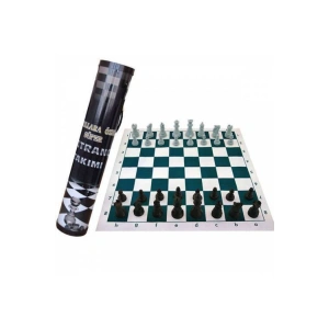 Okul Tipi Satranç Takımı Seti Rulo Çantalı Büyük Boy Taşlı Katlanabilir Santranç
