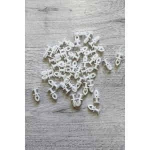 Geçmeli Sistem 75 adet Tül ve Perde Düğmesi Sağlam Korniş Halkası Beyaz