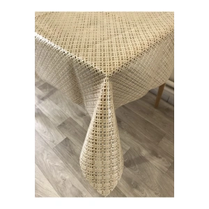 Hasır Desen Lüks Pvc Silinebilir Masa Örtüsü Krem