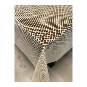 Petek Desen Lüks Pvc Silinebilir Masa Örtüsü Krem