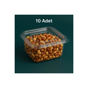 Plastik Sızdırmaz Kap 500gr/cc Kendinden Kapaklı /Çok Amaçlı Kullanım -Peynir,Kuruyemiş Kabı-10 Adet