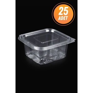 Plastik Sızdırmaz Kap 500 gr cc Kullan At Tek Kullanımlık Plastik Kapaklı Kase 25 Adet