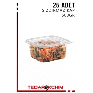 Plastik Sızdırmaz Kap 500 gr Plastik Kapaklı Kase (25 Adet)