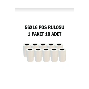 56x16 Termal Pos Rulosu 1 Paket 10 Adet