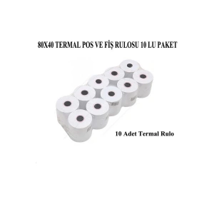 80X40 TERMAL POS VE FİŞ RULOSU 10 LU PAKET