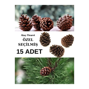 Çam Kozalağı Kaliteli Seçilmiş 15 Adet Doğal Çam Doğal Dekoratif Süsleme Kozalak Yılbaşı Süsü