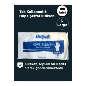 Şeffaf Poşet Eldiven Hdpe (large) (5 Pk*100 Adet)