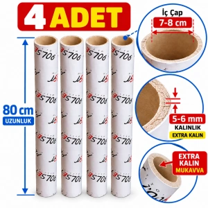 4 Adet EXTRA KALIN Masura Karton Boru Kargo Tüpü Paketleme Koruma Rulosu 80 cm