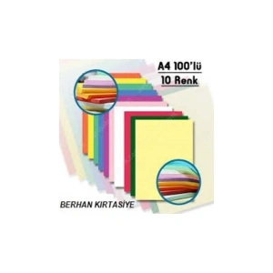 A-4 RENKLİ 80 GR FOTOKOPİ KAĞIDI  100  LU PAKET  ACIK RENGLER