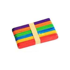 Ahşap Jumbo Dil Basma Çubuğu Renkli 50 Li