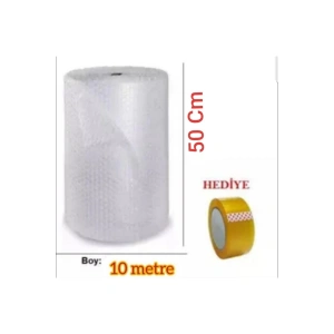 Balonlu Ambalaj Naylonu Pat Pat 50 Cm X 10 Metre 40 gr Baloncuklu Havalı Pıtpıt (KOLİ BANDI HEDİYE)