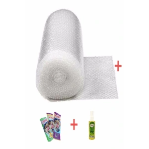 Balonlu Naylon Pat Pat 50cmx10m + Sprey Kolonya + Islak Mendil