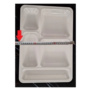 Beş Bölmeli %100 Polikarbon Tabldot Tabağı Beyaz 50 Adet