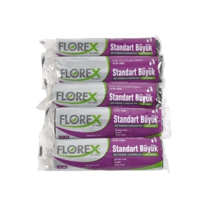 Florex Standart Büyük Siyah Çöp Poşeti 65 X 80 cm 5 Rulo