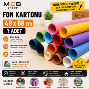 Fon Kartonu 48x68 cm 1 Adet | İnce Renkli Karton | Renk Seçimi Yoktur