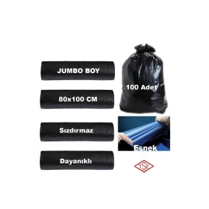 Jumbo Boy Çöp Torbası 100 Adet (10LU 10 PAKET) Rulo Çöp Poşeti 80x110 Cm Dayanıklı