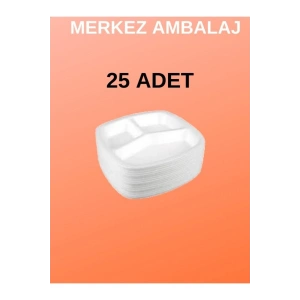 Kullan At Piknik Mevlid Düğün Kına Iş Yeri Ve Ofis Için Köpük Tabak 3 Gözlü 25 Adet