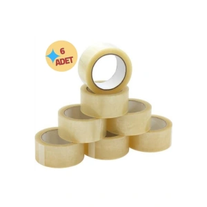 No Name 6 Adet 100 Metre Akrilik Koli Bandı 45mmx100 Mt Kopmayan Koli Bandı Güçlü Koli Bandı.