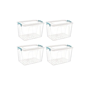 Plastik Saklama Kabı Kilit Kapaklı Saklama Ve Koruma Kabı 20 Lt 4 Adet Saklama Kutusu