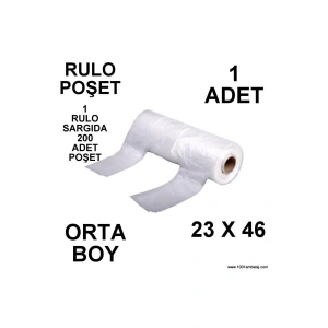 Rulo Poşet Orta Boy 23x46 Cm 1 Rulo Sargıda 200 Adet Poşet