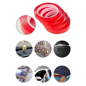 Silikonlu Çift Taraflı Şeffaf Kırmızı Su Geçirmez Güçlü Montaj Bandı 18mm X 2mt 18*2 Silikon Bant