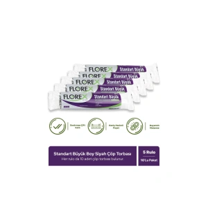 Standart Büyük Boy Siyah Çöp Poşeti X 5 Rulo