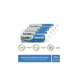 Standart Orta Boy Mavi Çöp Poşeti X 5 Rulo