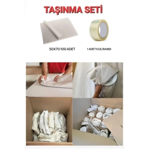 Tabak Bardak Eşya Paketleme Kağıdı 40x60 Cm 100 Adet + Koli Bandı (taşınma Ambalaj Kağıt Seti )