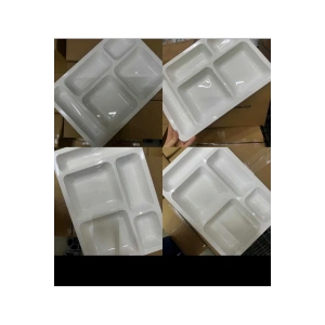 Tedarik Beş Bölmeli %100 Polikarbon Tabldot Tabağı Beyaz 5 Adet