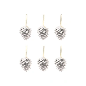 Yılbaşı Çam Ağacı Süsü Kozalak Beyaz 4-6cm 6lı Bzk6