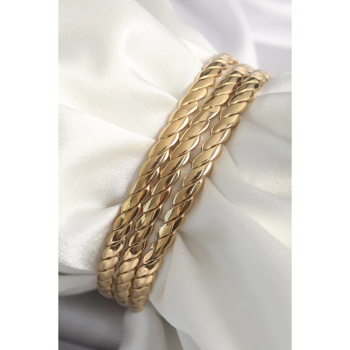 316L Çelik Gold Renk Burma Ajda Model Kadın Bileklik - TJ-BB6483