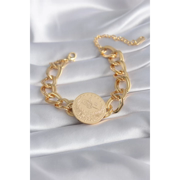 316L Çelik Gold Renk Reşt Altın Model Samanyolu Kadın Bileklik - TJ-BB5867