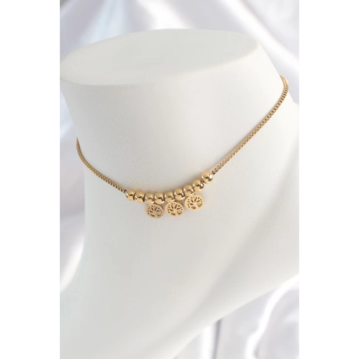 316L Çelik Gold Renk Yaşam Ağacı Figür Kadın HalHal - TJ-HH1524