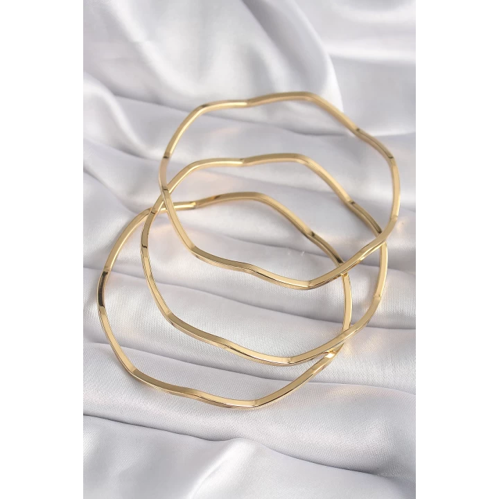316L Çelik Gold renk Zikzak Model Ajda Bileklik - TJ-BB6485