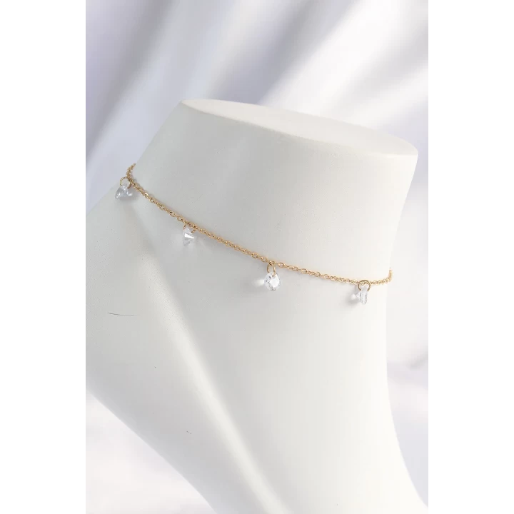 316L Çelik Gold Renk Zirkon Taşlı Halhal - TJ-HH1621