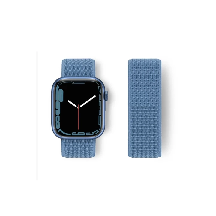 Apple Watch 38mm Hasırlı Cırtcırtlı Kordon - Mavi