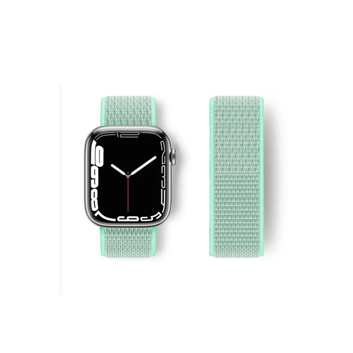 Apple Watch 38mm Hasırlı Cırtcırtlı Kordon - Turkuaz