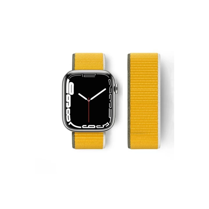 Apple Watch 42mm Hasırlı Cırtcırtlı Kordon - Sarı